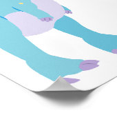 Stylish Dinosaur Baby Shower White ポスター (角)