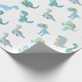Stylish Dinosaur Baby Shower White ラッピングペーパー (角)