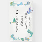 Stylish Dinosaur Baby Shower White 横断幕 (縦)