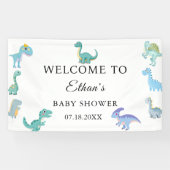 Stylish Dinosaur Baby Shower White 横断幕 (横)