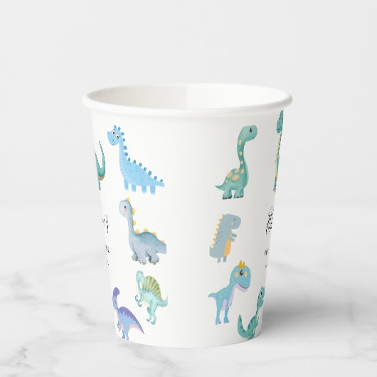 Stylish Dinosaur Baby Shower White 紙コップ (左)