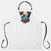 Stylish Dog With Glasses Colorful Modern Pet Art エプロン (正面)
