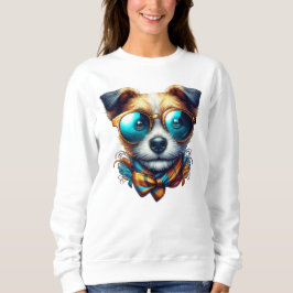Stylish Dog With Glasses Colorful Modern Pet Art スウェットシャツ