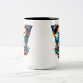 Stylish Dog With Glasses Colorful Modern Pet Art ツートーンマグカップ (中央)