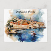 Stylish Dubrovnik Croatia Watercolor Painting ポストカード (正面)