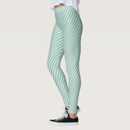 Stylish Duck Egg Blue Diagonal Striped Exercise レギンス