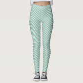 Stylish Duck Egg Blue Diagonal Striped Exercise レギンス (正面)