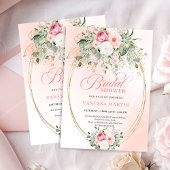 Stylish Dusty Pink Eucalyptus Bridal Shower Invite 招待状