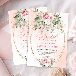 Stylish Dusty Pink Eucalyptus Bridal Shower Invite 招待状