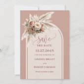 Stylish Dusty Pink Floral Arch Save the Date 招待状 (正面)