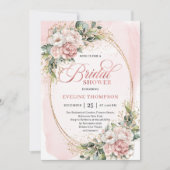 Stylish Dusty Pink Floral Bridal Shower Invitation 招待状 (正面)