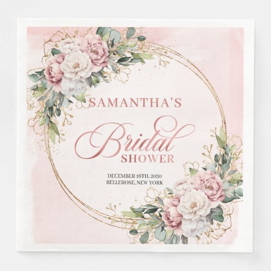 Stylish dusty pink floral greenery bridal shower  (正面)