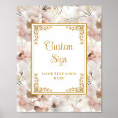 Stylish dusty pink flowers and gold elegant custom ポスター (正面)