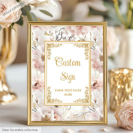 Stylish dusty pink flowers and gold elegant custom ポスター