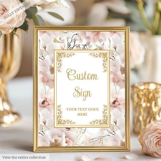 Stylish dusty pink flowers and gold elegant custom ポスター