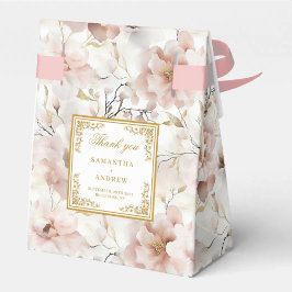 Stylish Dusty Pink Gold Wedding Thanks Favor Box フェイバーボックス