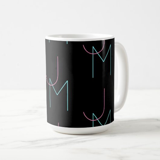Stylish Editable Any Two Modern Tiled Initials コーヒーマグカップ (正面右)