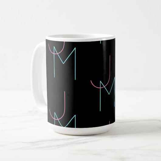 Stylish Editable Any Two Modern Tiled Initials コーヒーマグカップ (正面左)