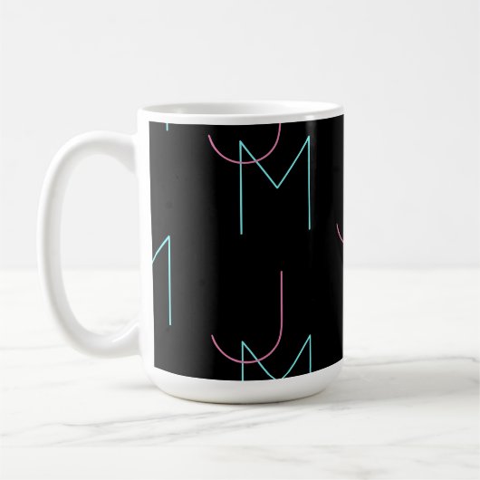 Stylish Editable Any Two Modern Tiled Initials コーヒーマグカップ (左)