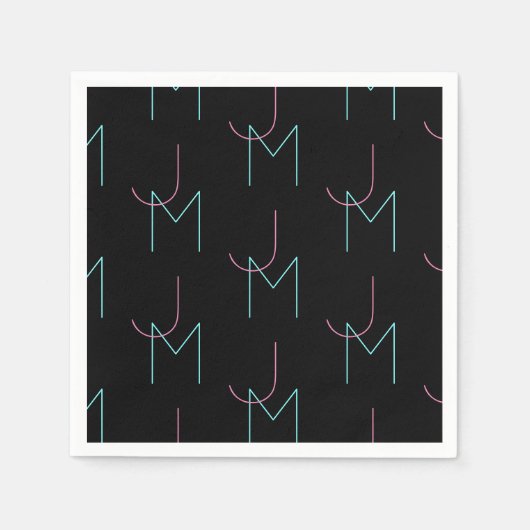 Stylish Editable Any Two Modern Tiled Initials スタンダードカクテルナプキン (正面)