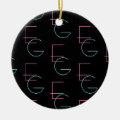 Stylish Editable Any Two Modern Tiled Initials セラミックオーナメント (正面)