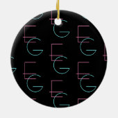 Stylish Editable Any Two Modern Tiled Initials セラミックオーナメント (裏面)