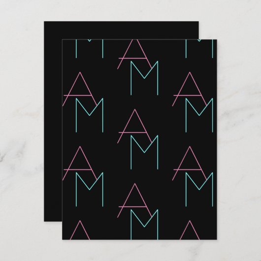 Stylish Editable Any Two Modern Tiled Initials 招待状 (正面/裏面)