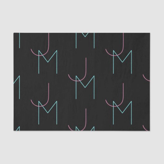 Stylish Editable Any Two Modern Tiled Initials 薄葉紙 (正面)