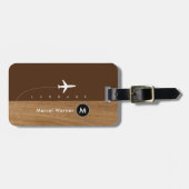 Stylish Elegant Masculine Brown Wood ラゲッジタグ (正面横)