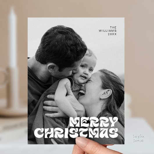 Stylish Elegant, Merry Christmas Family Photo Chic ポストカード