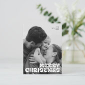 Stylish Elegant, Merry Christmas Family Photo Chic ポストカード (スタンド正面)