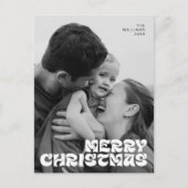 Stylish Elegant, Merry Christmas Family Photo Chic ポストカード (正面)