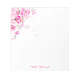 Stylish Elegant Modern Floral Girly ノートパッド