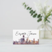 Stylish Elegant Script Chicago Skyline 名刺 (スタンド正面)
