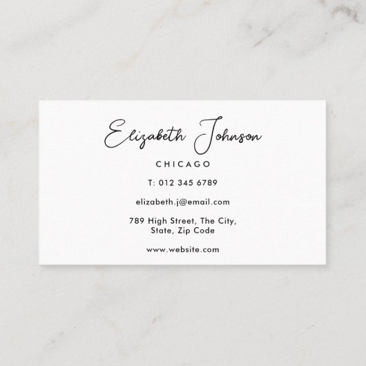 Stylish Elegant Script Chicago Skyline 名刺 (裏面)