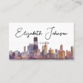 Stylish Elegant Script Chicago Skyline 名刺 (正面)