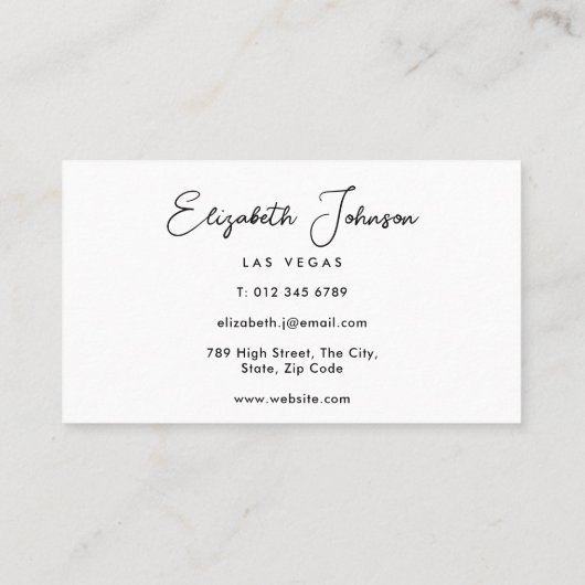 Stylish Elegant Script Las Vegas Skyline 名刺 (裏面)