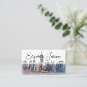 Stylish Elegant Script New York Skyline 名刺 (スタンド正面)