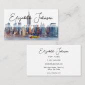 Stylish Elegant Script New York Skyline 名刺 (正面/裏面)