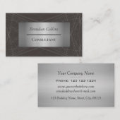 Stylish Elegant Silver Black Network Lines 名刺 (正面/裏面)