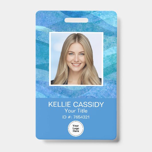 Stylish Employee Photo Custom Business ID バッジ (正面)