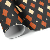 Stylish Fall Argyle Pattern Black Orange Cream ラッピングペーパー (ロールコーナー)