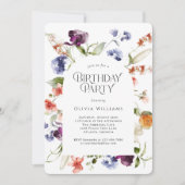Stylish Fantasy Floral Birthday Party 招待状 (正面)