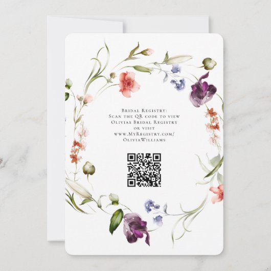 Stylish Fantasy Floral Bridal Shower 招待状 (裏面)