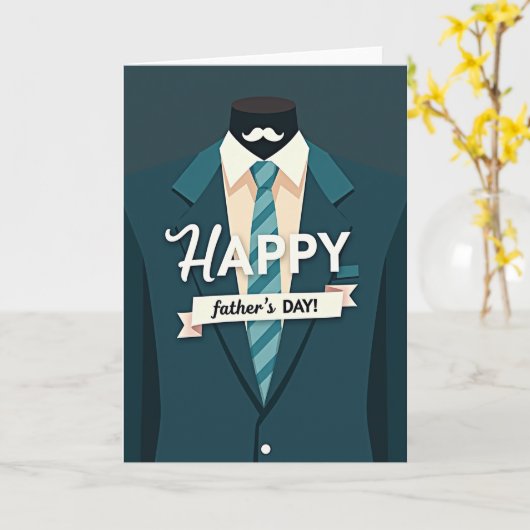 Stylish Fathers Day Suit Card カード (黄色い花)