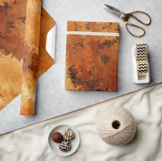 Stylish Faux Burled Walnut ラッピングペーパー (クラフト)