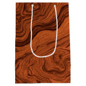 Stylish Faux Walnut Wood Pattern ミディアムペーパーバッグ (裏面)