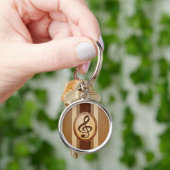 Stylish Faux Wood Treble Clef Inlay キーホルダー (手)