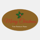 Stylish Festive Merry Christmas Message Oval  楕円形シール (正面)