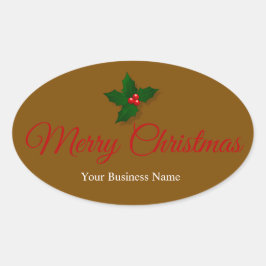 Stylish Festive Merry Christmas Message Oval  楕円形シール